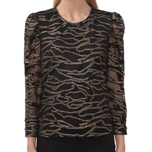 Halogen Black and Gold Patterned Blouse